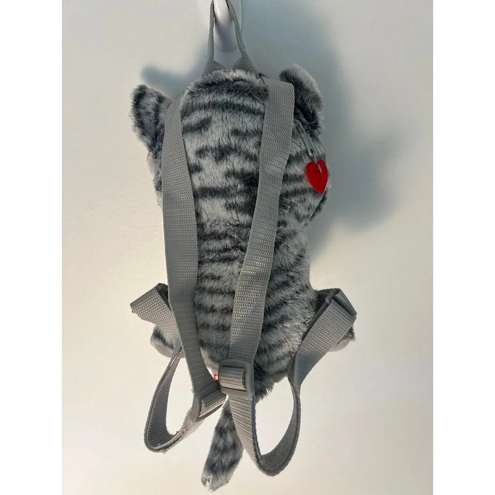 Ty Gear Plush Backpack Kids OS Gray Kiki the Cat Beanie Boos Tabby Pink Bow